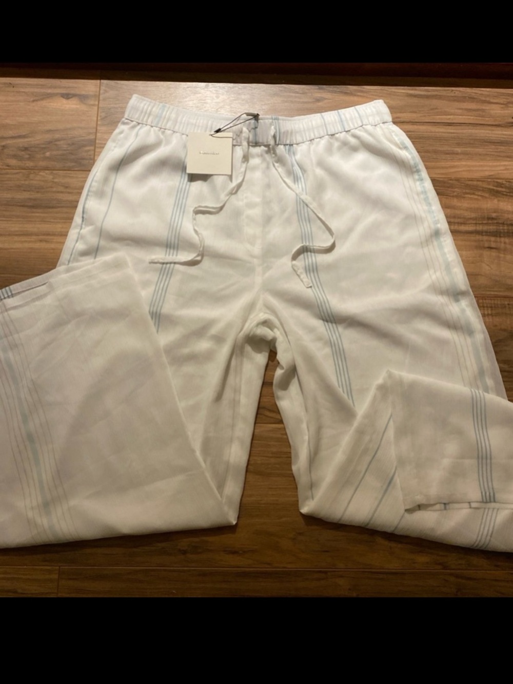 Calvin Klein White pants with Light Blue Pinstripes